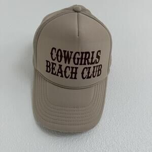 Cowgirls Beach Club Tan Brown Trucker Baseball Hat Boho Western